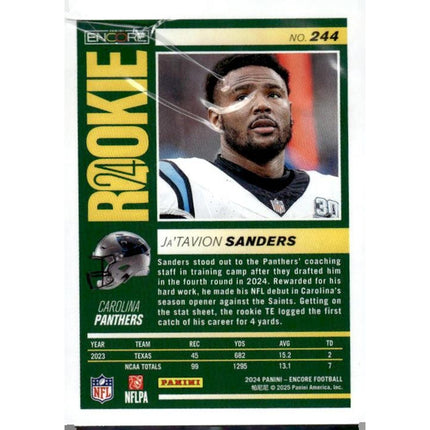 Ja'Tavion Sanders 2024 Panini Encore #244 RC Carolina Panthers
