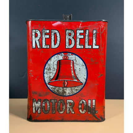 Vintage Red Bell Motor Oil 2 Gallon Can Gas Station Advertising Sign