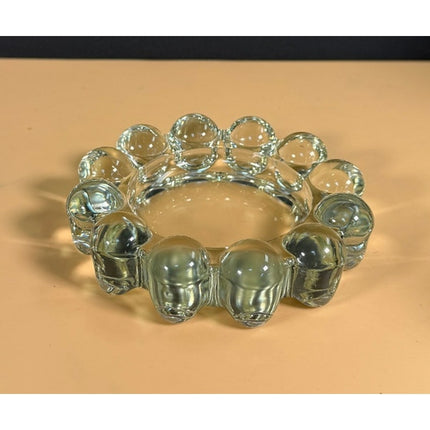 Vintage Boopie Bubble Rim Ball Pressed Glass Ashtray 5"