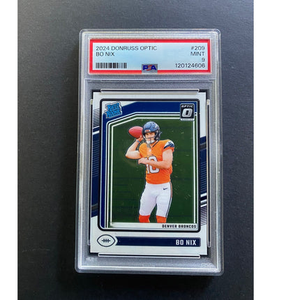 Bo Nix 2024 Optic Broncos 209 Rated Rookie PSA 9