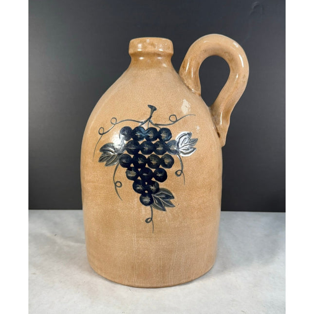 Blue Grape Design 12.5" Stoneware Beehive Jug with Handle Grapevine Primitive