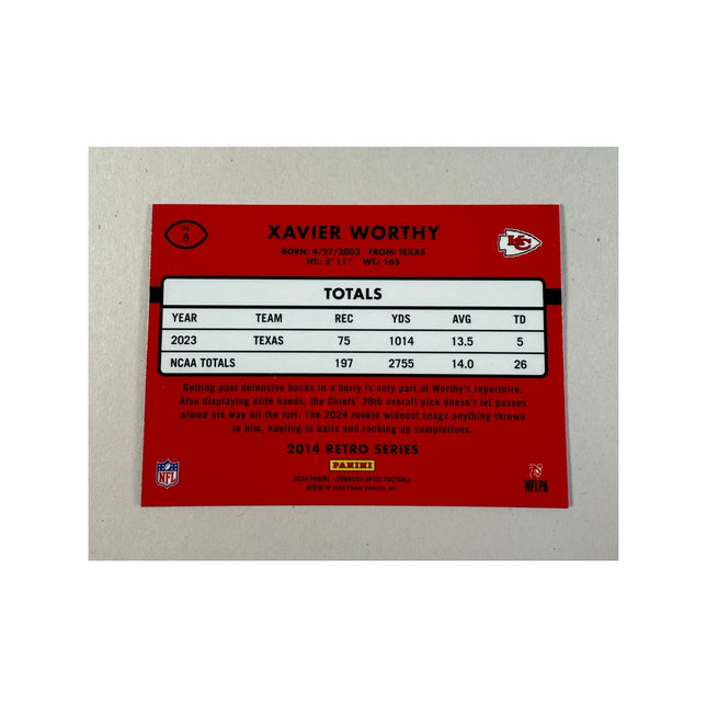 2024 Donruss Optic Retro Series RC Xavier Worthy #8 Chiefs Rated Rookie