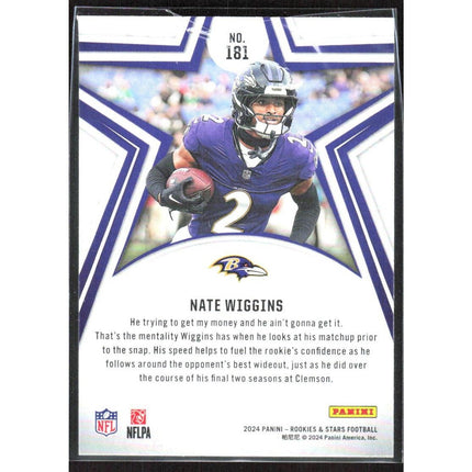Nate Wiggins 2024 Panini Rookies & Stars #181 RC Baltimore Ravens
