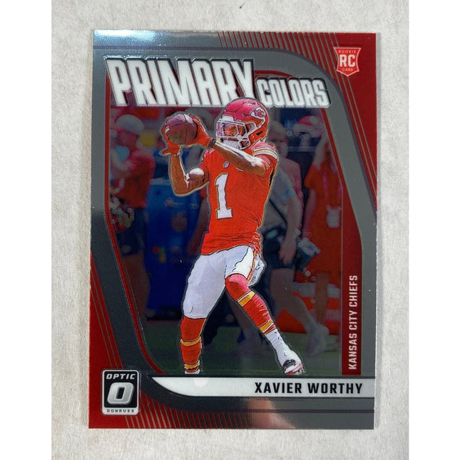 2024 Donruss Optic Xavier Worthy RC #7 Primary Colors Kansas City Chiefs