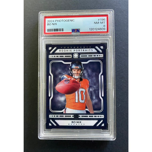 Bo Nix 2024 Photogenic 196 Broncos Rookie Portraits PSA 8
