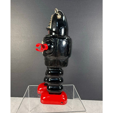 Tin Toys Planet Robot Black Wind-Up Schylling HAHA Toys — Working!