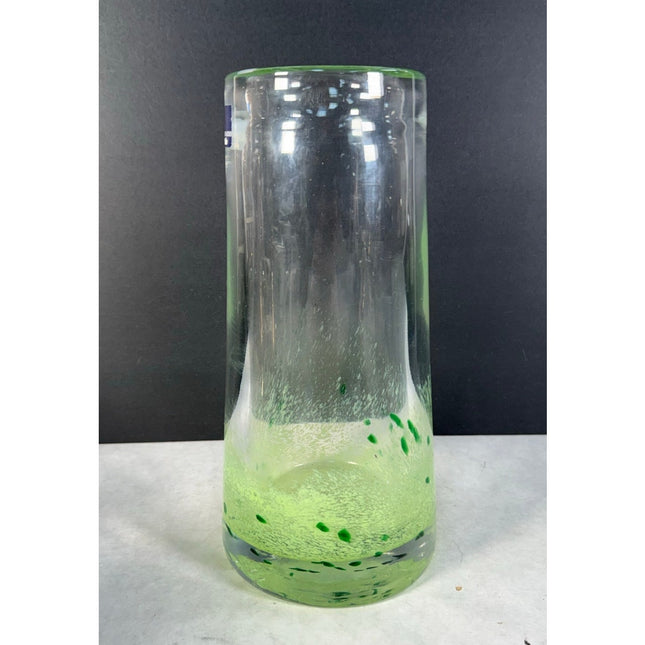 Vintage Leonardo Green Vase Candleholder – 9.5" Glass Decor With Label