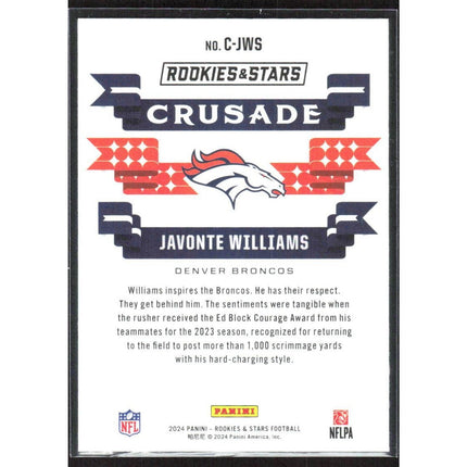 Javonte Williams 2024 Panini Rookies & Stars Crusade Longevity #C-JWS Broncos