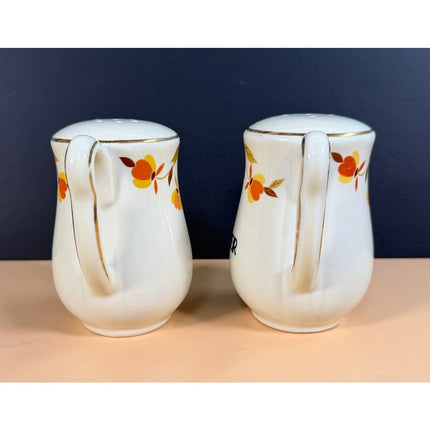 Hall's Autumn Leaf Salt & Pepper Shakers 4.5" Vintage Kitchenware Set