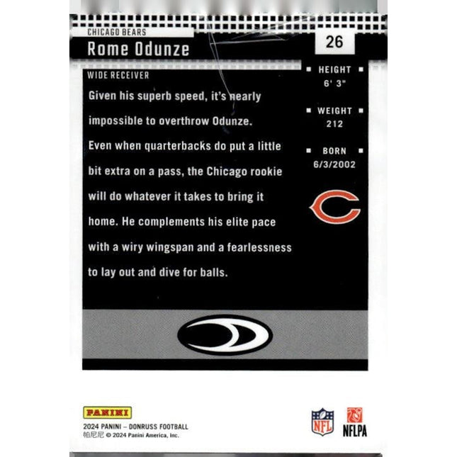 Rome Odunze 2024 Donruss Retro 2004 #26 Chicago Bears