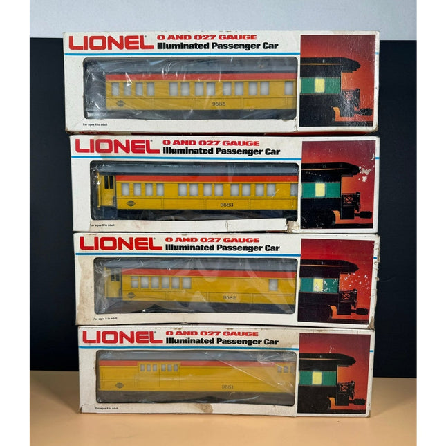 Lionel Chessie Steam Special Passenger Cars Set of 4 O 027 Gauge Illuminated OB