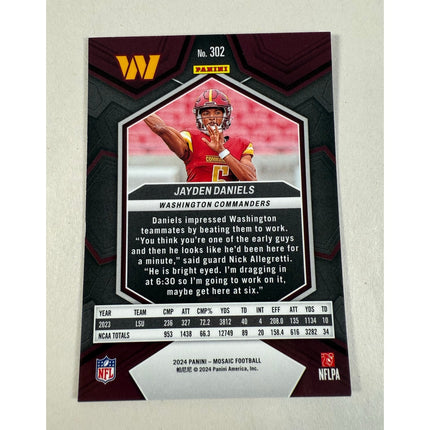 2024 Panini Mosaic Jayden Daniels RC #302 Rookie Card Commanders QB NFL Draft