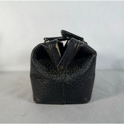 Vintage Lilly Black Pebbled Leather Doctor Bag Medical Travel Bag 13" Monogram