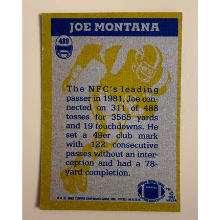 1982 Topps Joe Montana In Action #489