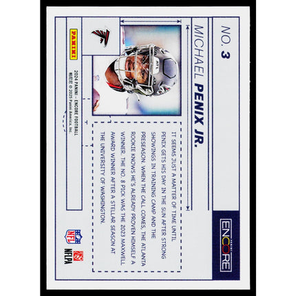 Michael Penix Jr. 2024 Panini Encore Blue Prints #3 Atlanta Falcons