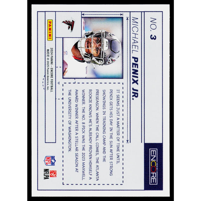 Michael Penix Jr. 2024 Panini Encore Blue Prints #3 Atlanta Falcons
