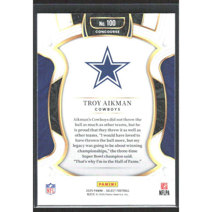 Troy Aikman 2025 Panini Select #100 Dallas Cowboys
