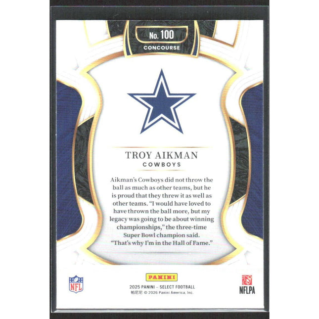 Troy Aikman 2025 Panini Select #100 Dallas Cowboys
