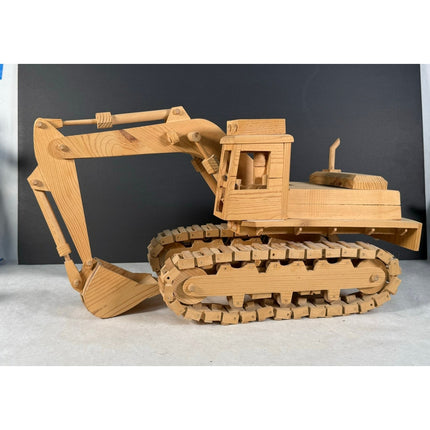 Handmade Wooden Excavator 19.5" Kaye Munshower Kaye’s Toy Shop Working Crane