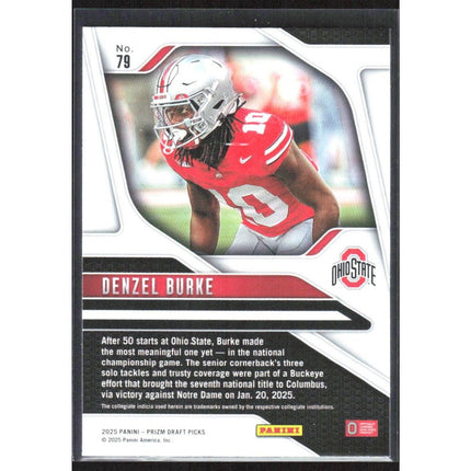 Denzel Burke 2025 Panini Prizm Draft Picks #79 Ohio State Buckeyes