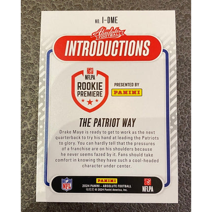 2024 Panini Absolute Introductions RC Card Drake Maye #I-DME