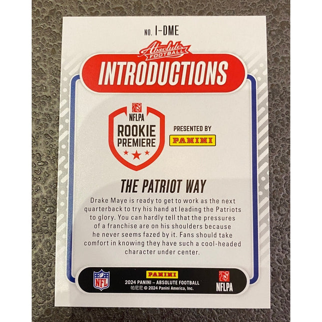 2024 Panini Absolute Introductions RC Card Drake Maye #I-DME