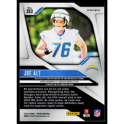 Joe Alt 2024 Panini Prizm Silver #353 RC Los Angeles Chargers