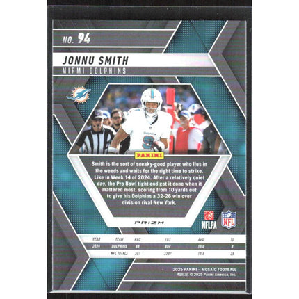 Jonnu Smith 2025 Panini Mosaic Mosaic Reactive Purple #94 Miami Dolphins