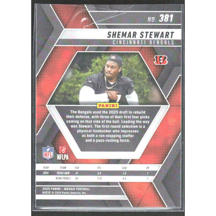 Shemar Stewart 2025 Panini Mosaic #381 RC Cincinnati Bengals