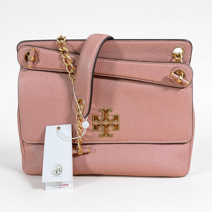 Tory Burch Britten Flap Shoulder Bag Leather Pink Moon $458 MSRP