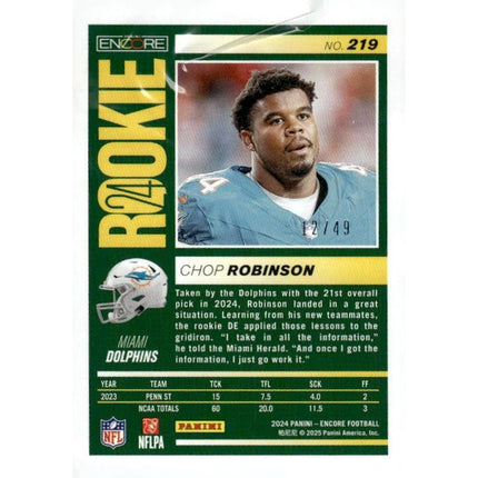 Chop Robinson 2024 Panini Encore #219 RC Miami Dolphins