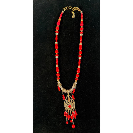 Carolyn Pollack American West Sterling Silver & Brass Red Coral Necklace 18”