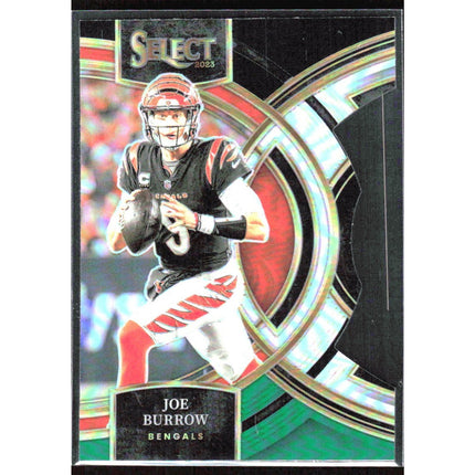 Joe Burrow 2023 Panini Select Green and Yellow Prizms Die Cuts #165 Bengals