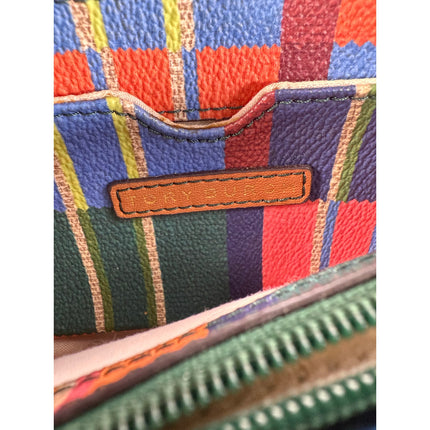 Tory Burch Medium Striped Multi-Color Zip-Around Wristlet Clutch Wallet