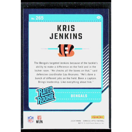 Kris Jenkins 2024 Donruss Optic #265 RC Cincinnati Bengals