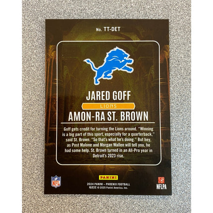 2024 Panini Phoenix Treasured Tandems Jared Goff / Amon-Ra St. Brown #TT-DET