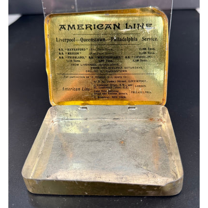 Vintage American Line Cigarette Tin Collectible Metal Box
