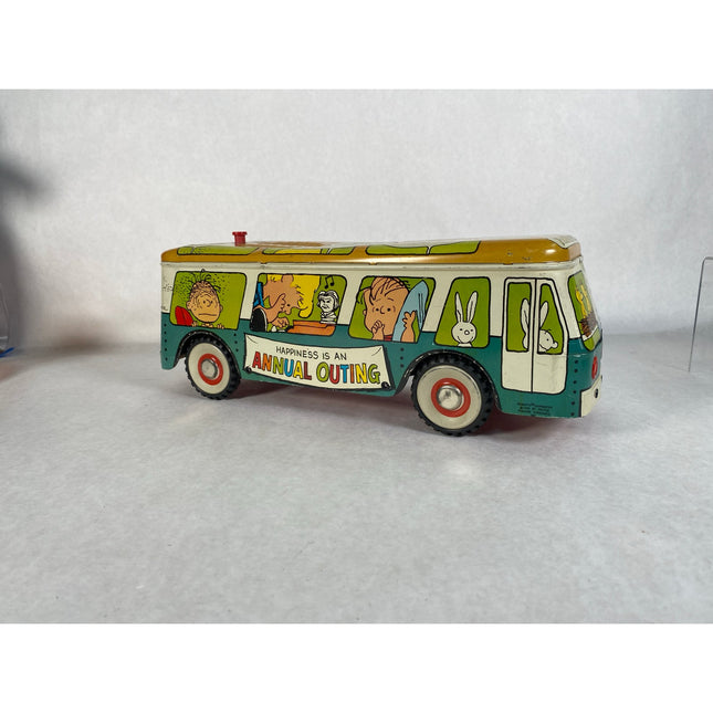 Chein Co. Peanuts Talking Happiness Annual Outing 1950s Tin Toy Bus 14" Vintage