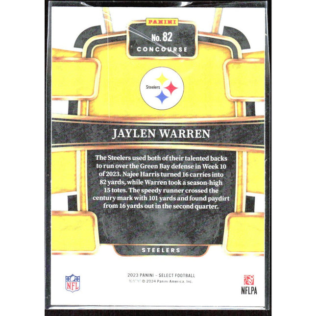Jaylen Warren 2023 Panini Select #82 Pittsburgh Steelers