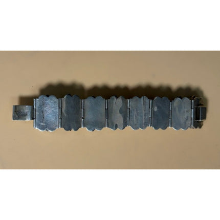 Vintage Sterling Silver Mexico Cabochon Link Bracelet 6.75" Stamped