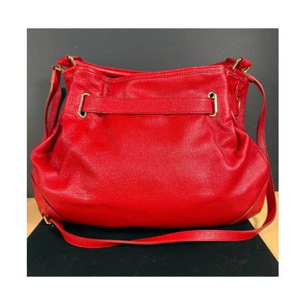 Burberry Red Leather Belted Hobo Bag Buckle Shoulder Handbag Dust Cover