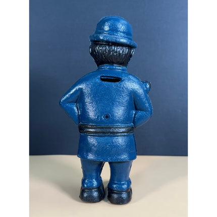 Vintage Style Cast Iron Bobby Policeman Coin Bank Still Bank Repro 7 1/2" Tall