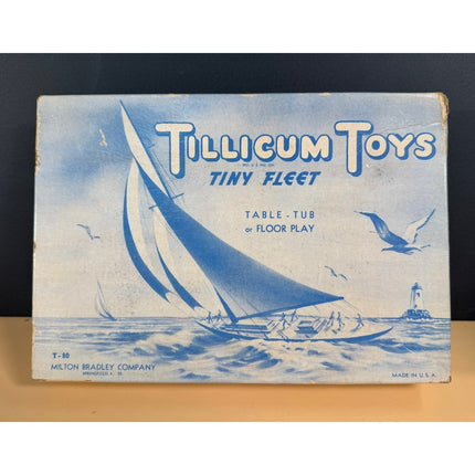Milton Bradley Tillicum Toys Tiny Fleet T-80 Wooden Boat Set OB Vintage