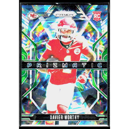 Xavier Worthy 2024 Panini Prizm Prizmatic Green Ice Prizm #14 Kansas City Chiefs