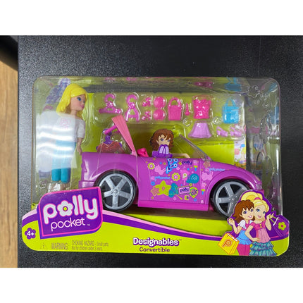 Mattel Polly Pocket Pink Designables Convertible Car With Doll | NISB