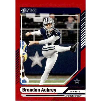 Brandon Aubrey 2024 Donruss Press Proof Red #268 Dallas Cowboys