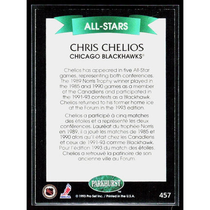 Chris Chelios 1992-93 Parkhurst #457 Chicago Blackhawks