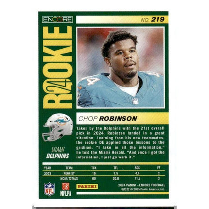 Chop Robinson 2024 Panini Encore #219 RC Miami Dolphins
