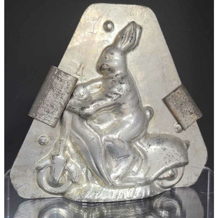Vintage Chocolate Mold – Rabbit on Scooter (1930s-40s Tin)