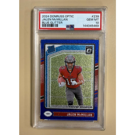 2024 Panini Donruss Optic Jalen McMillan #239 Blue Glitter RC PSA 10
